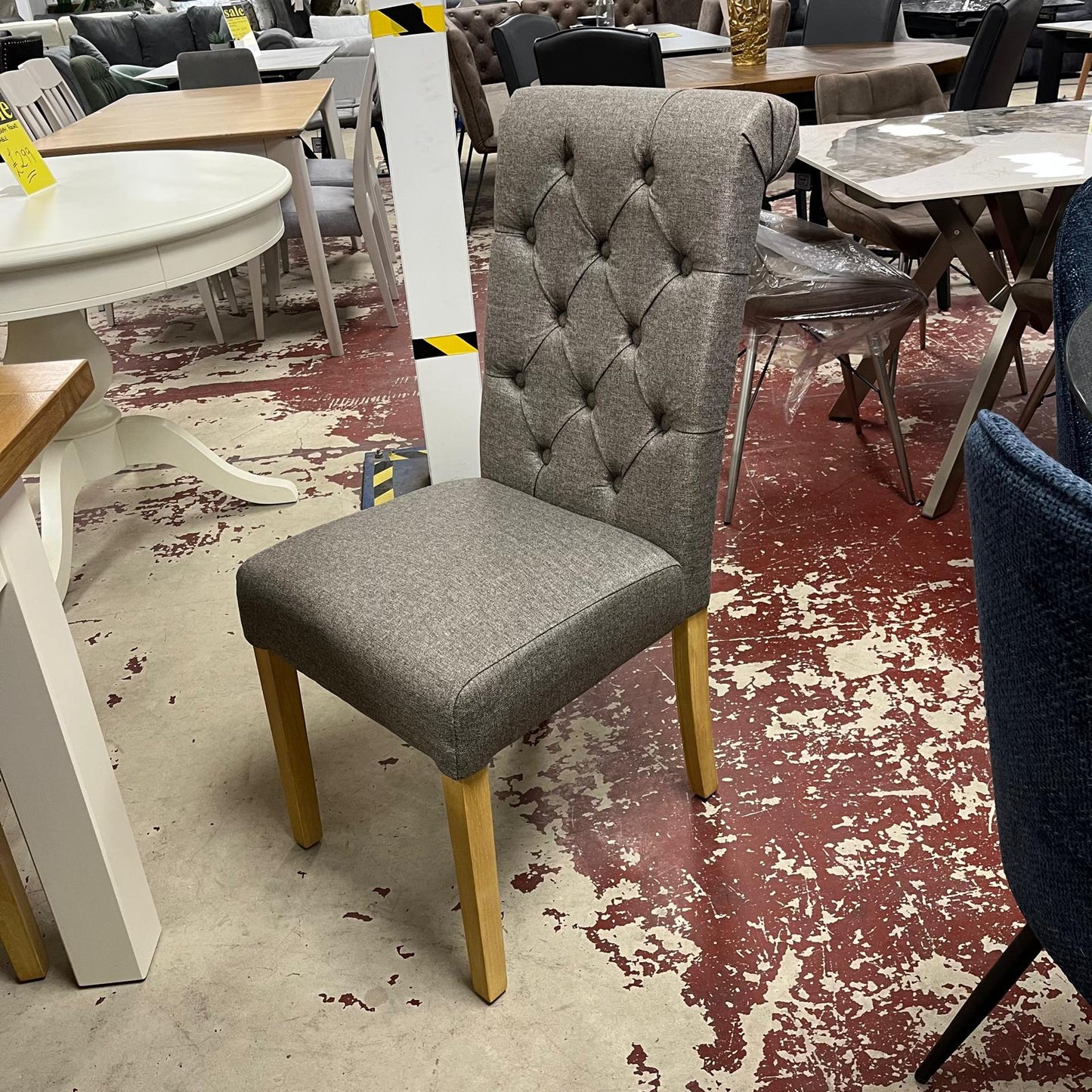 Ivory Leg With Oak Top Dining Table Extending With 6 Fabric Ket Chairs Sheffield Discount Furniture