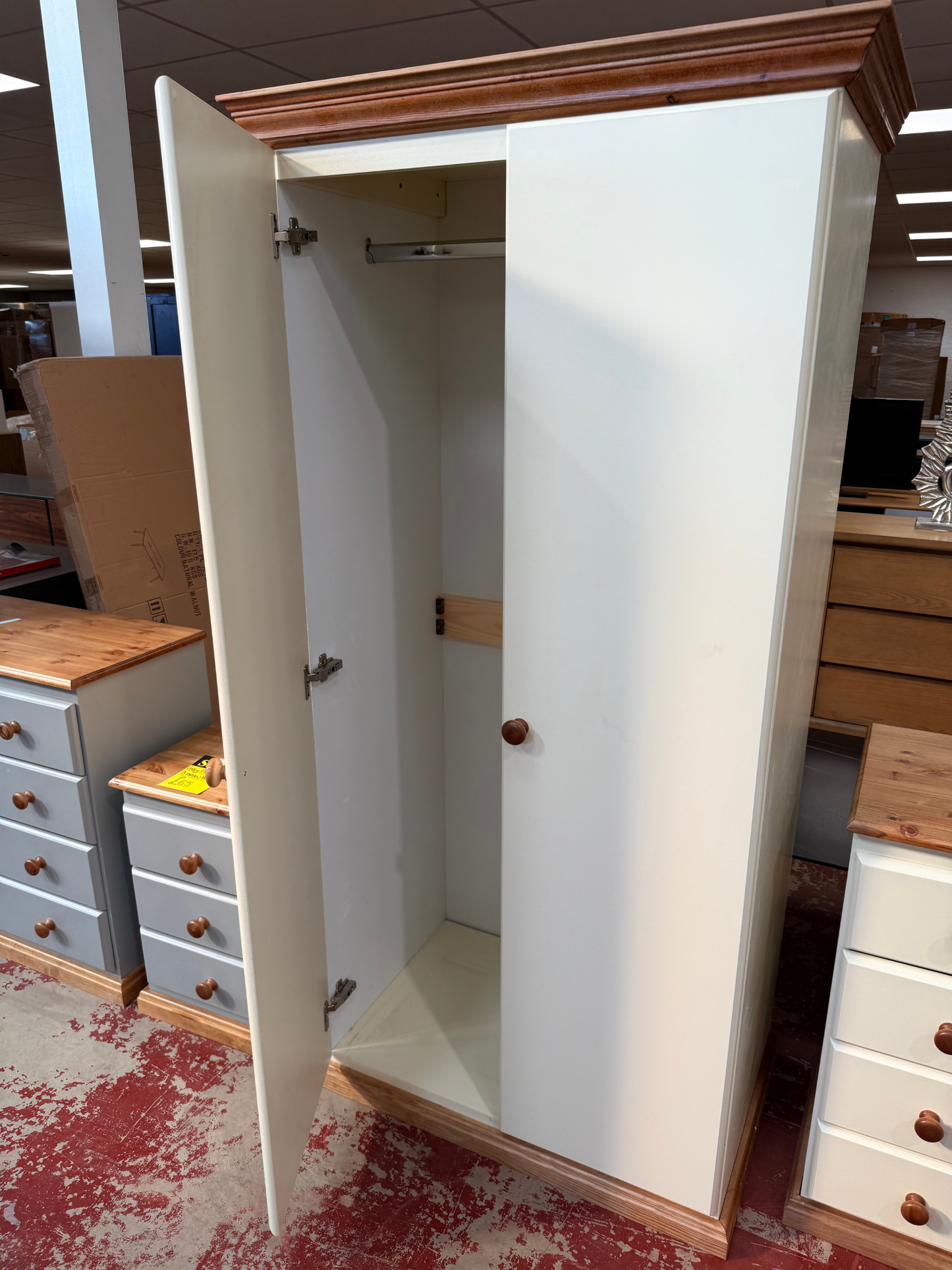 Cream Pine 2-Door Wardrobe