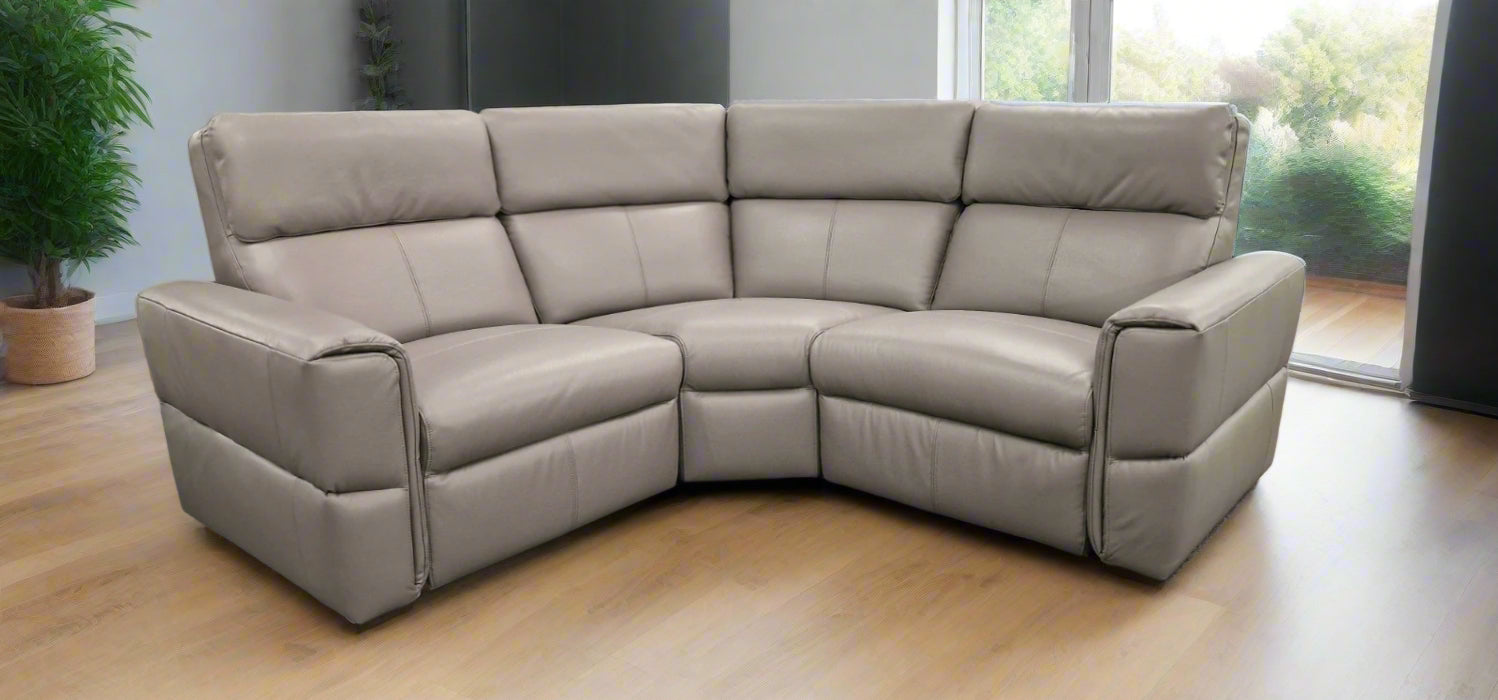 Leather Corner Sofa Grey Small Sheffield Discount Furniture