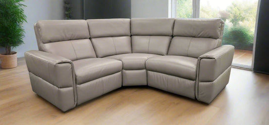 Leather Corner Sofa Grey Small Sheffield Discount Furniture