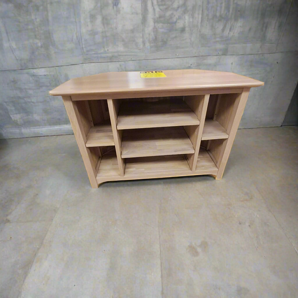 Tall oak TV stand, open unit, no doors Sheffield Discount Furniture