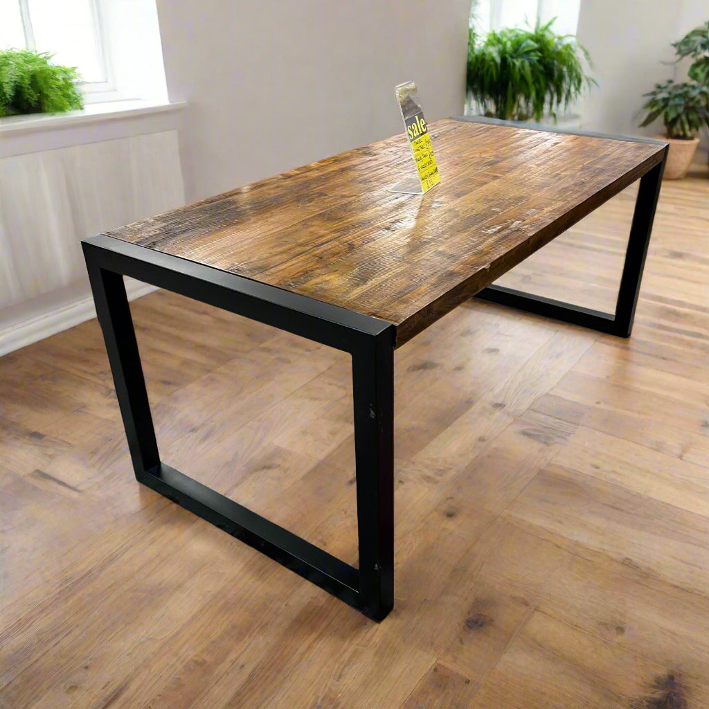 Marvel Dining Table Wood Top Black Frame Sheffield Discount Furniture