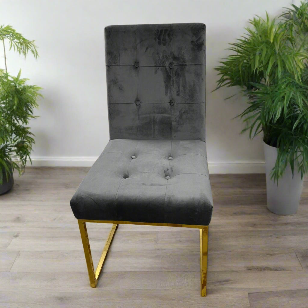 Grey And Gold Velvet Designer Dining Chair Sheffield Discount Furniture