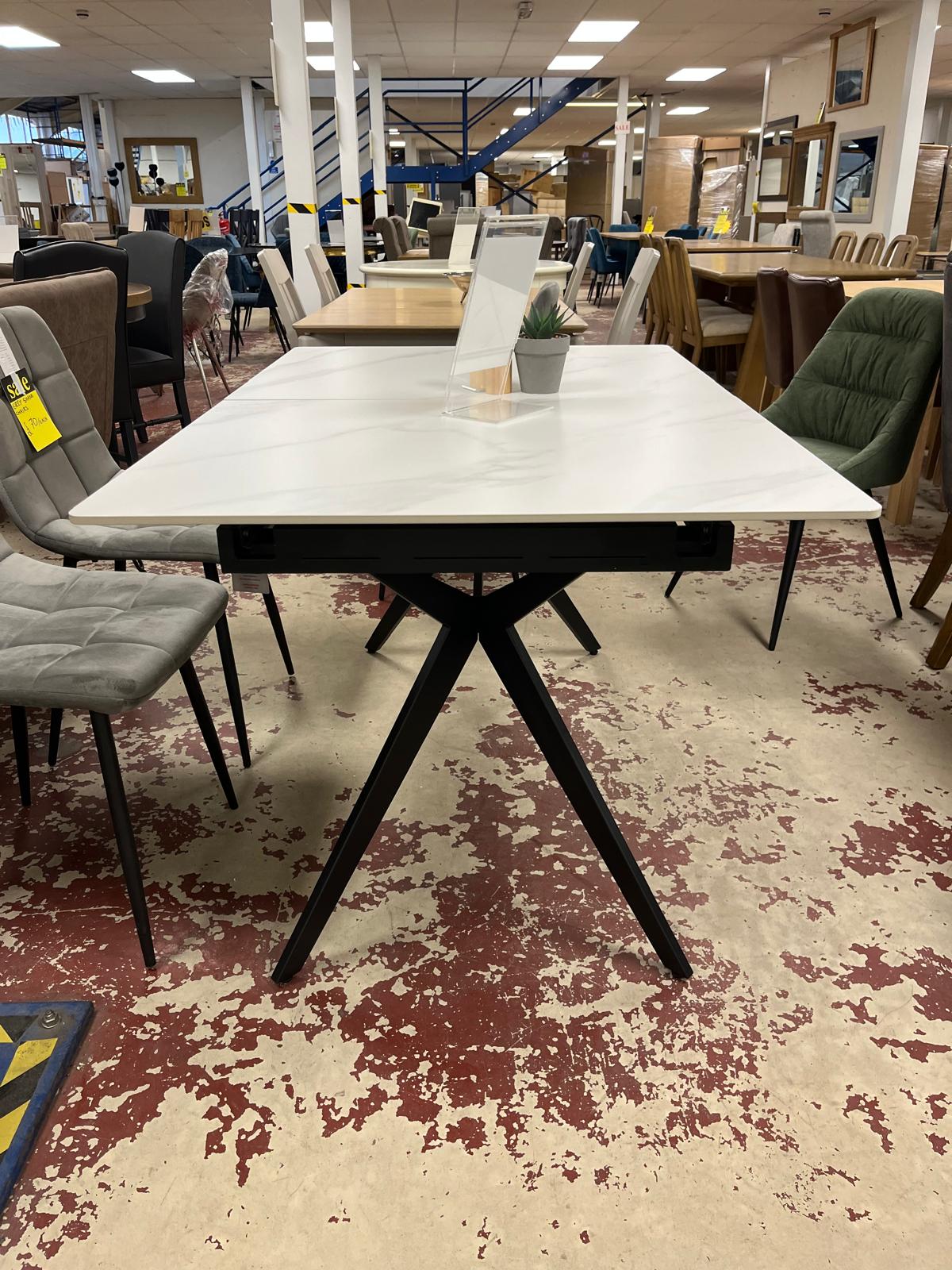 Timor White Extending Dining Table 1.4 - 1.8M Ceramic Top Sheffield Discount Furniture