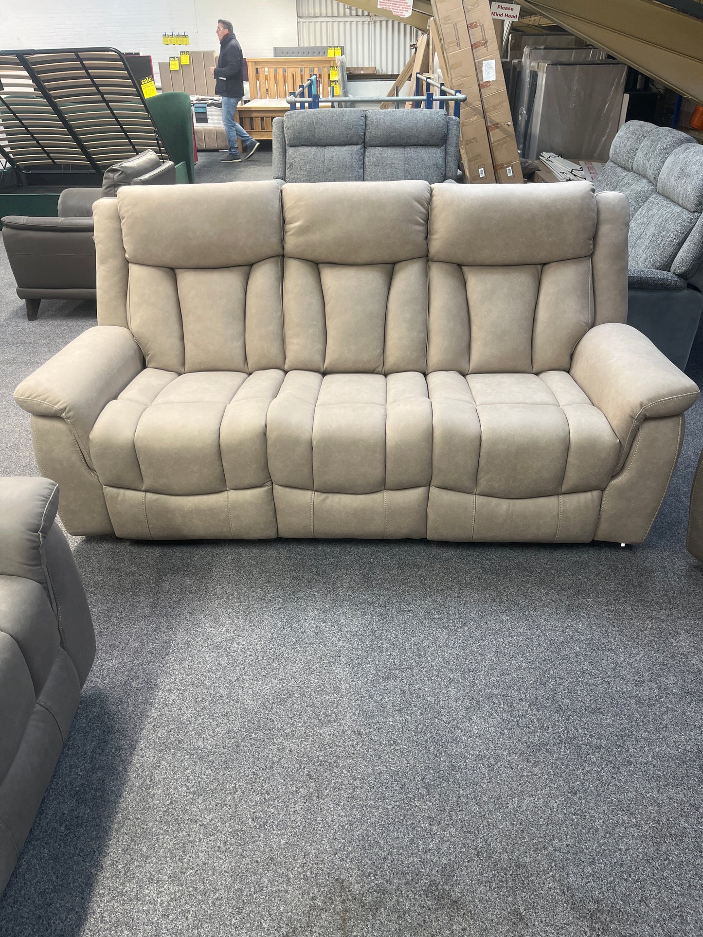 Santini Power Recliner Sofa Set Grey Or Sandstone Sandstone 3 Seater Sheffield Discount Furniture