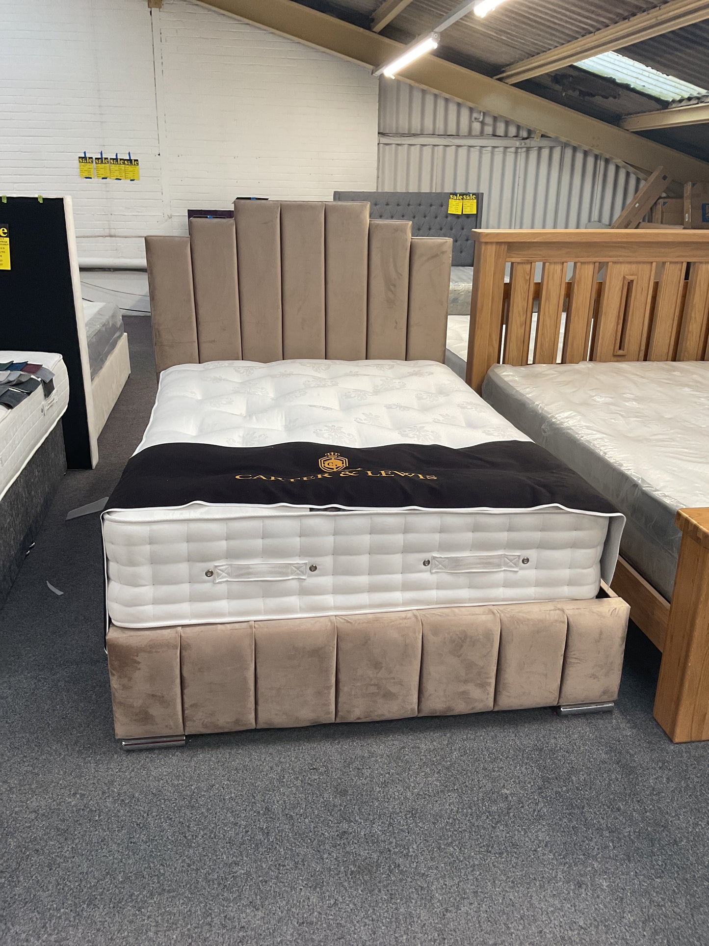 Faith Frame Bed exc Mattress - 112 Fabrics - Storage Options Sheffield Discount Furniture