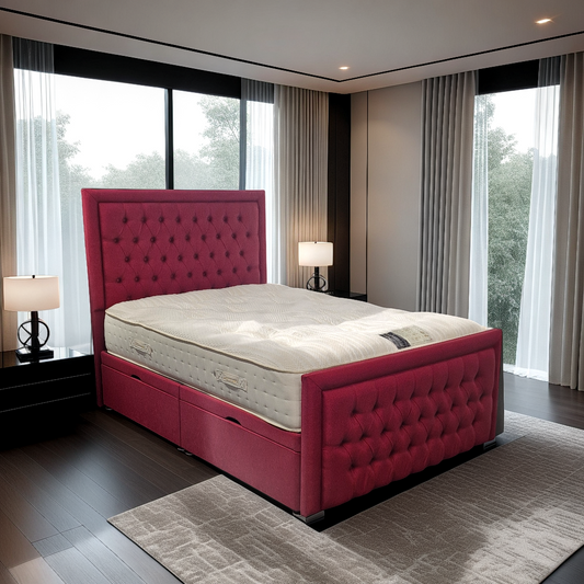 Divan Bordox Bed exc Mattress - 112 Fabrics - Storage Options Sheffield Discount Furniture