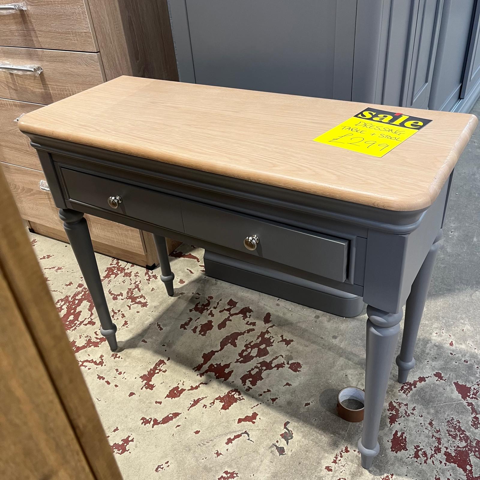 Pebble Dressing Table Grey With oak Top Sheffield Discount Furniture