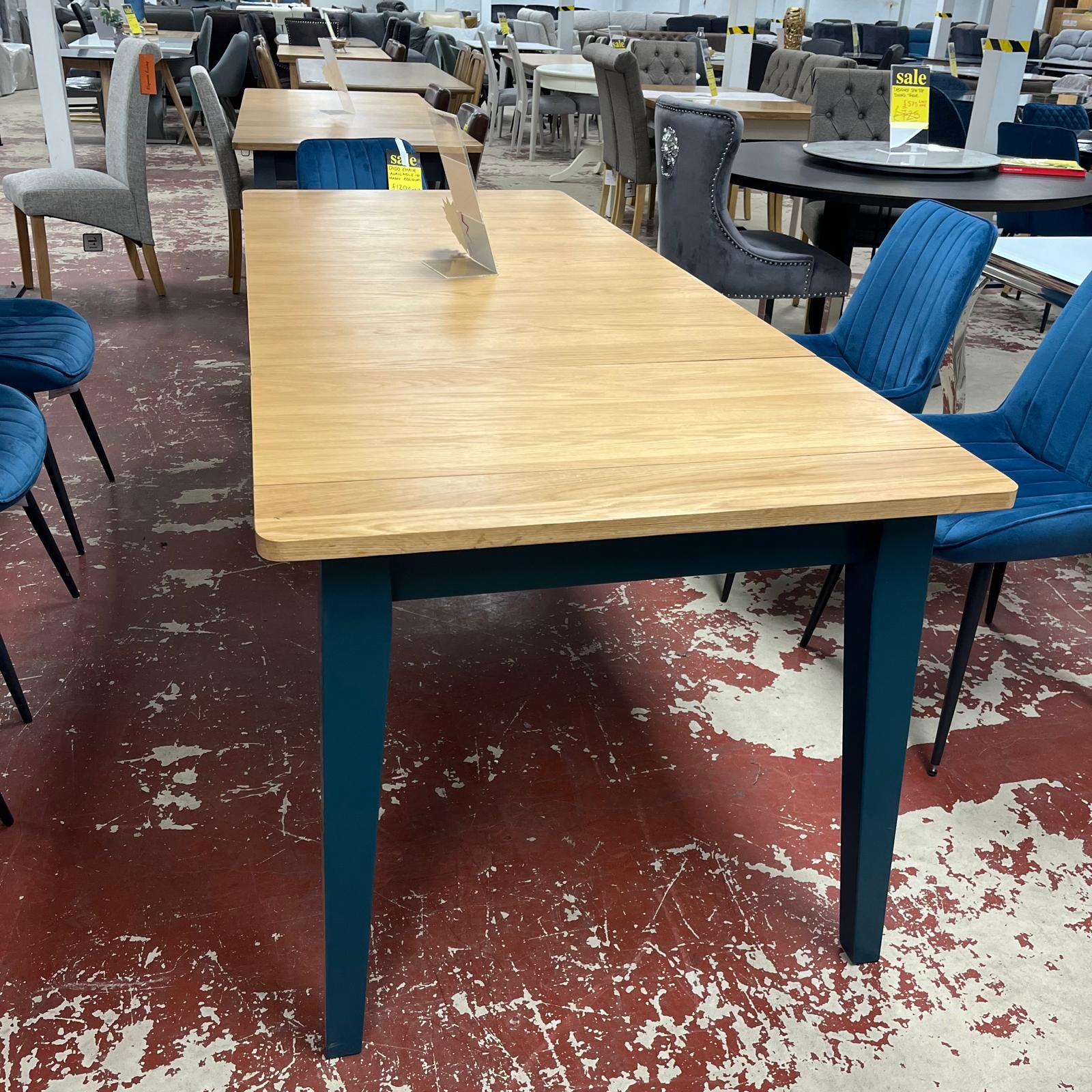 Ralph 180 Extending Dining Table With 6 Dido Teal Chairs Sheffield Discount Furniture