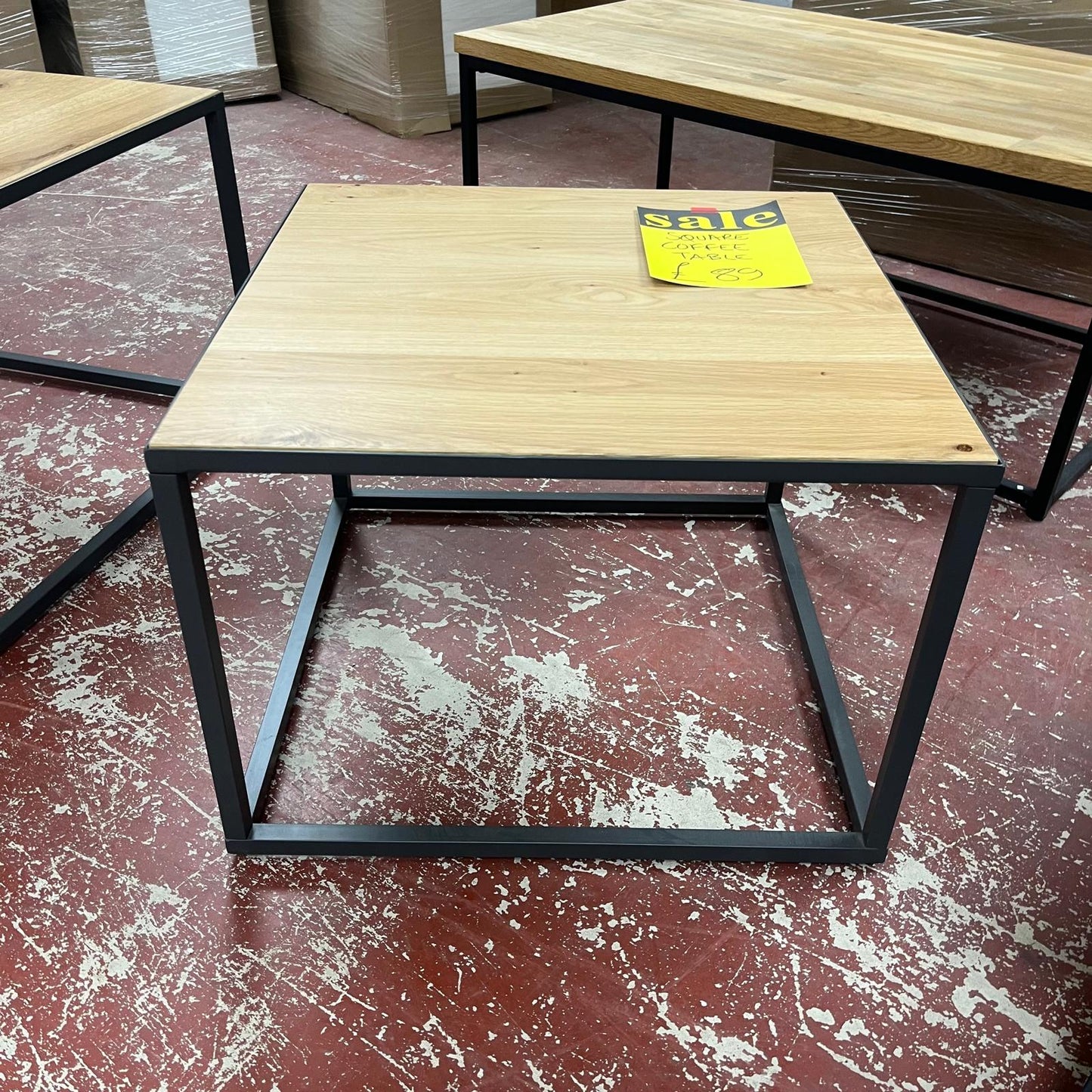 Square Black Frame Coffee Table Oak Top Sheffield Discount Furniture