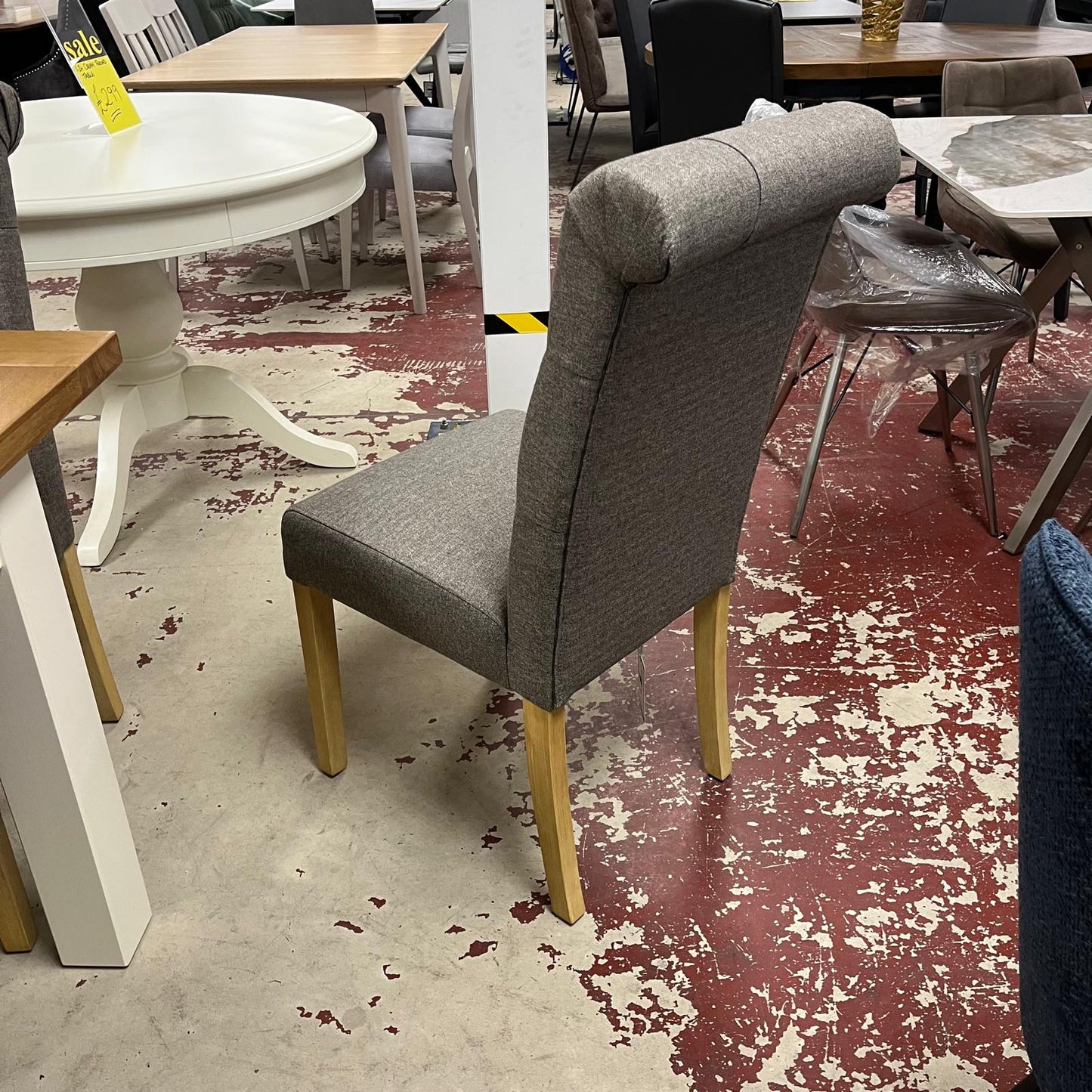 Ivory Leg With Oak Top Dining Table Extending With 6 Fabric Ket Chairs Sheffield Discount Furniture