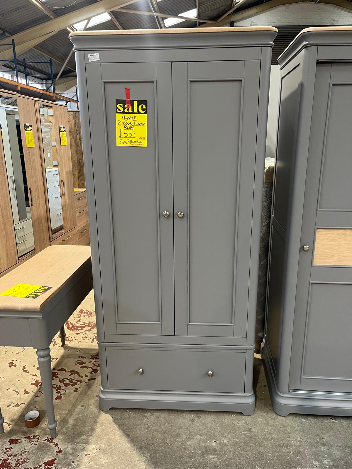 Pebble 2 Door 1 Drawer Wardrobe Sheffield Discount Furniture