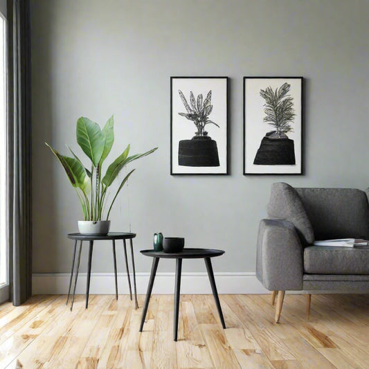 Set Of 2 Black Round End Tables Sheffield Discount Furniture