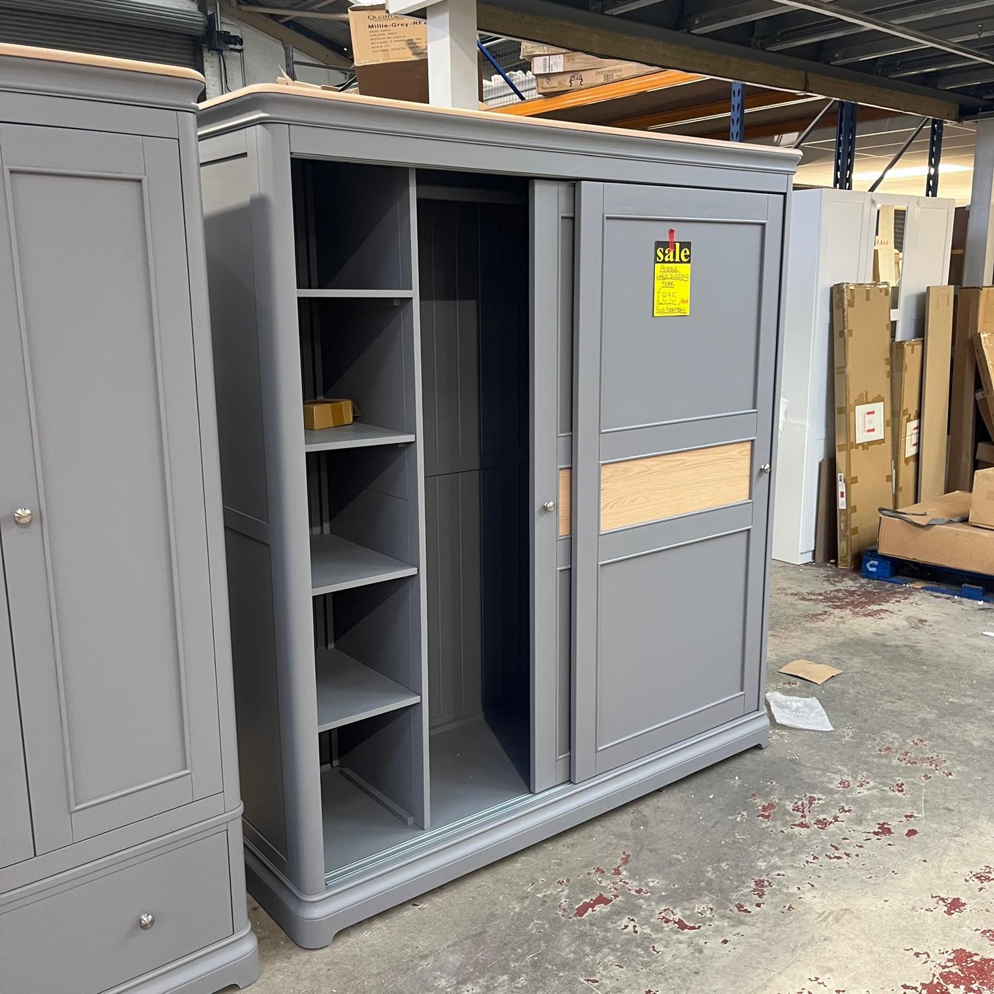 Pebble Large Sliding Wardrobe Grey Sheffield Discount Furniture