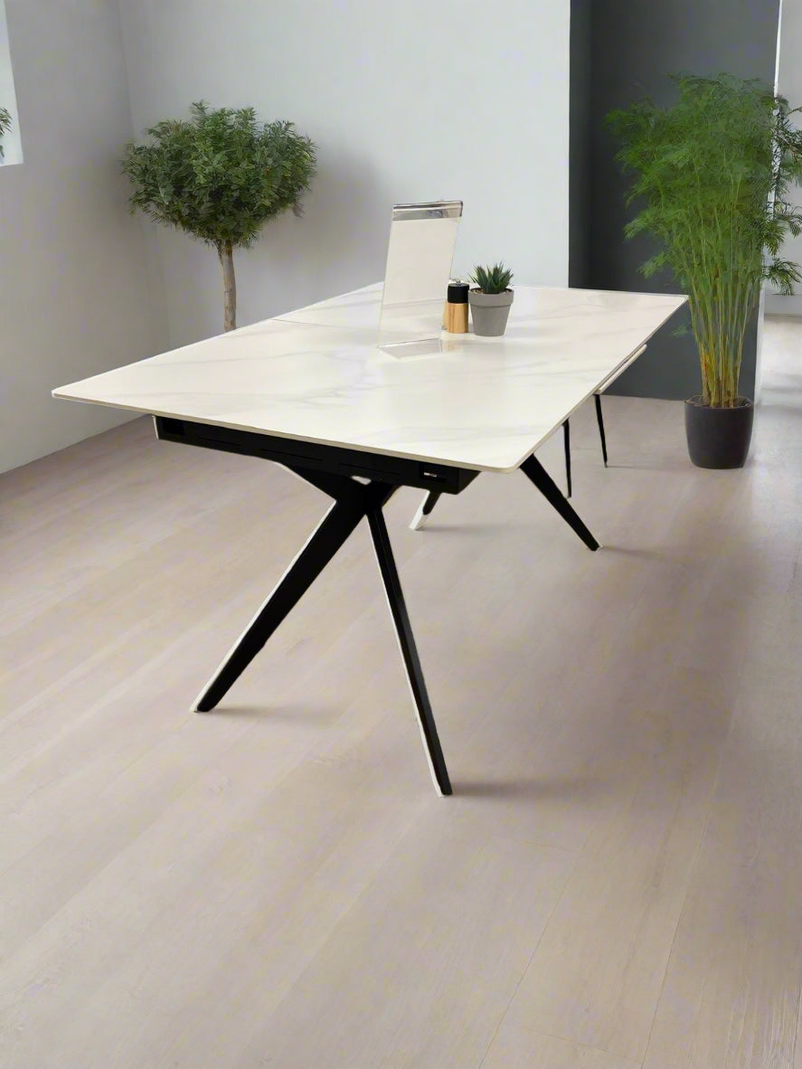 Timor White Extending Dining Table 1.4 - 1.8M Ceramic Top Sheffield Discount Furniture