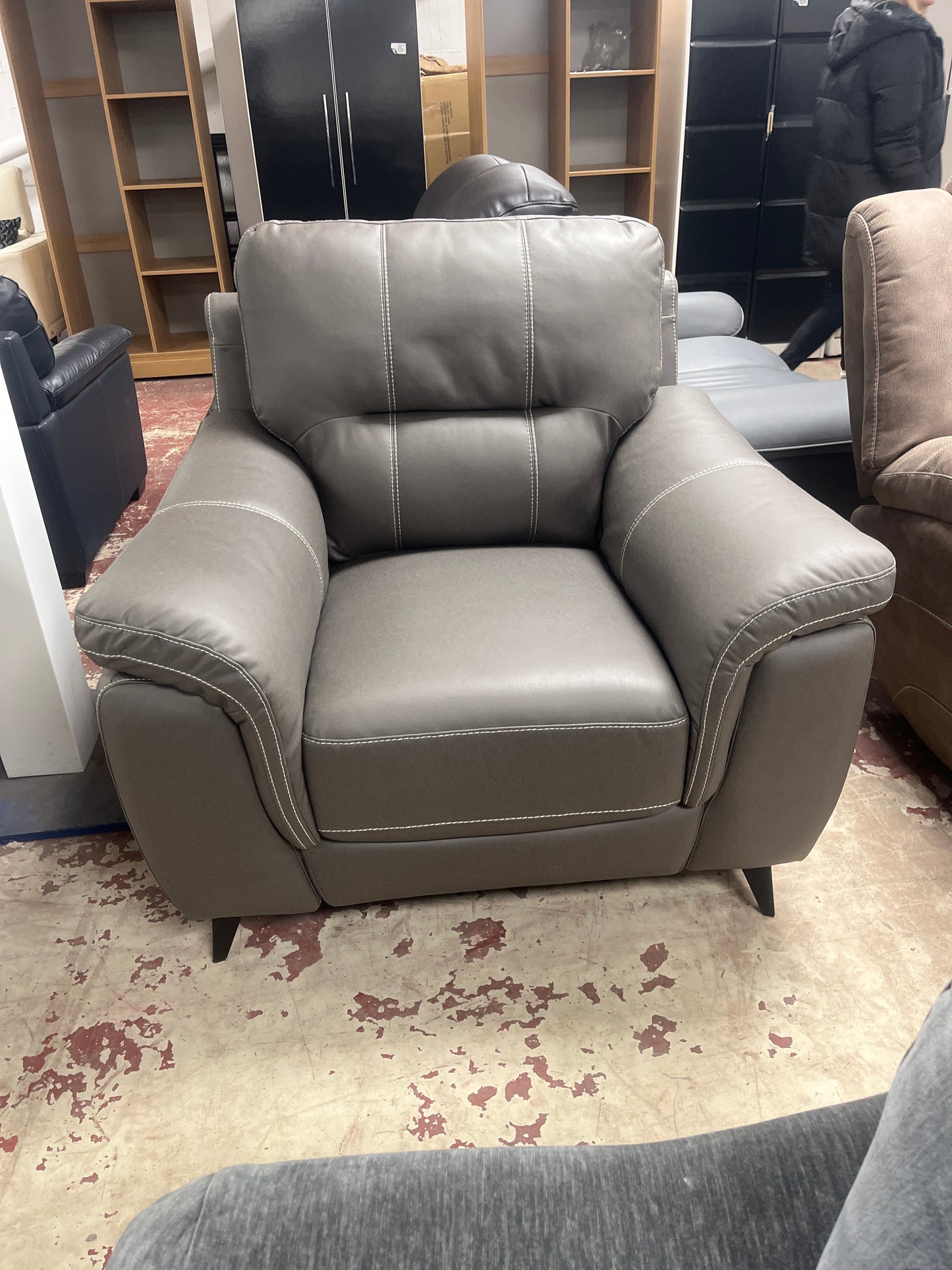 Ell Sofa Set Dark Grey Suede Effect Chair Sheffield Discount Furniture