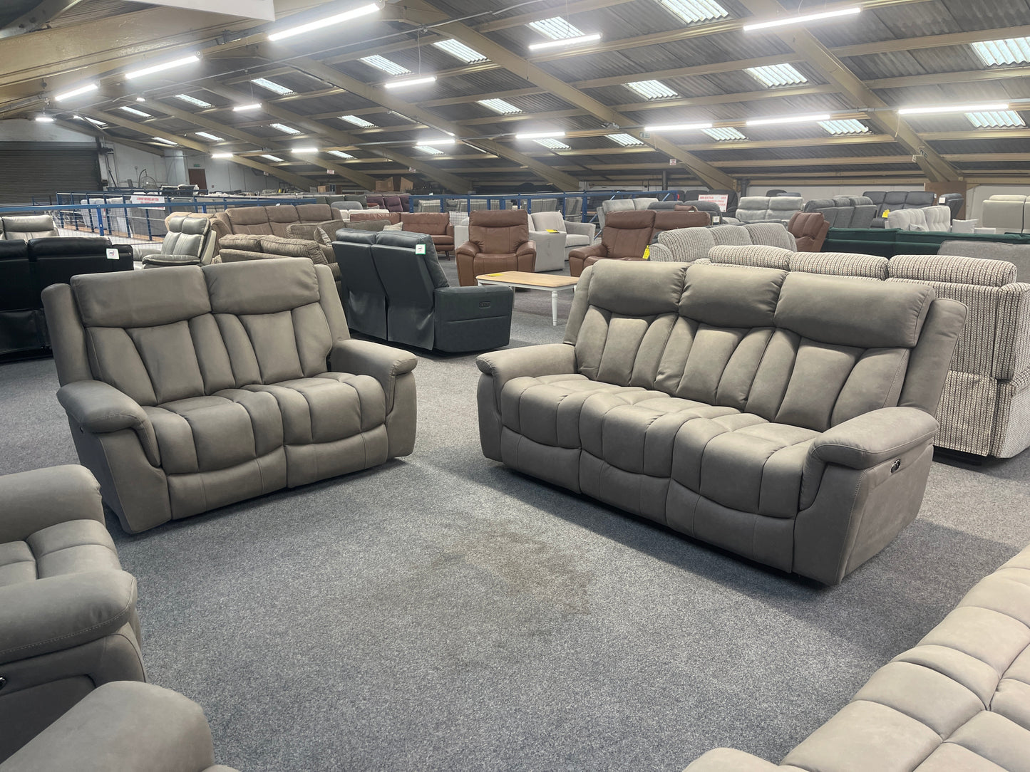 Santini Power Recliner Sofa Set Grey Or Sandstone Grey 2 Seater Sheffield Discount Furniture
