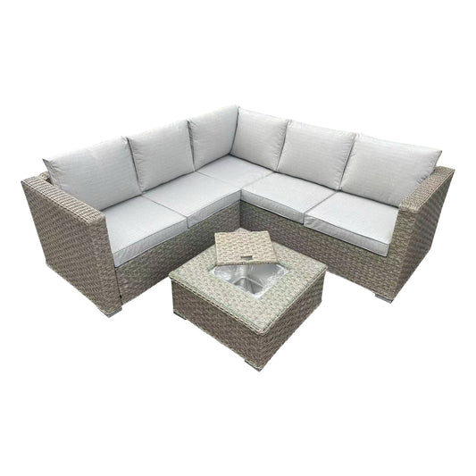 BW-02-Brown corner dining set with ice bucket and coffee table