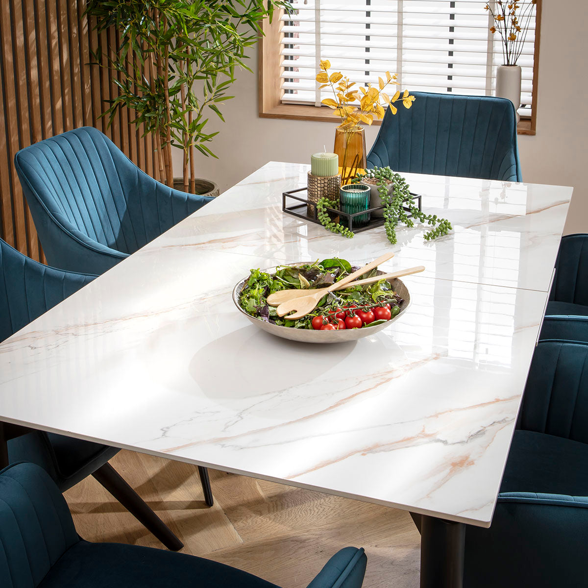 Cain Ceramic Extending Dining Set - 6 Seater - Blue dining set Such Comfort