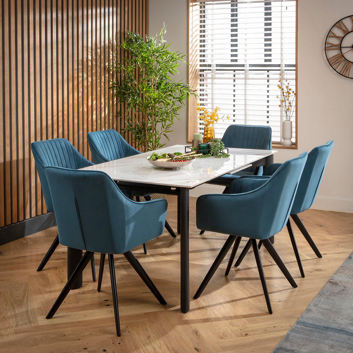 Cain Ceramic Extending Dining Set - 6 Seater - Blue dining set Such Comfort