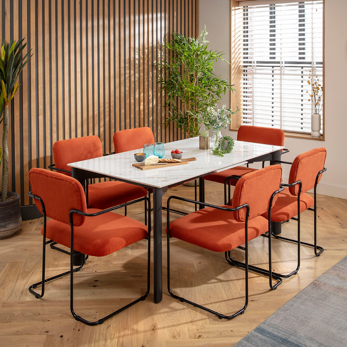 Sasha Cord Fabric Carver Dining Chair Terracotta Orange dining chair Such Comfort