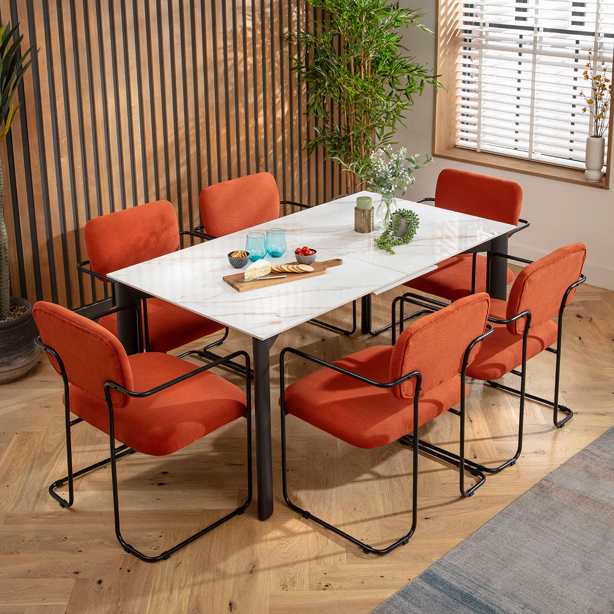 Sasha Cord Fabric Carver Dining Chair Terracotta Orange dining chair Such Comfort