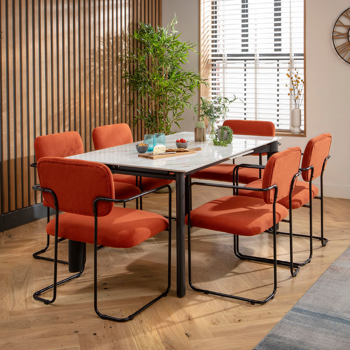 Sasha Cord Fabric Carver Dining Chair Terracotta Orange dining chair Such Comfort