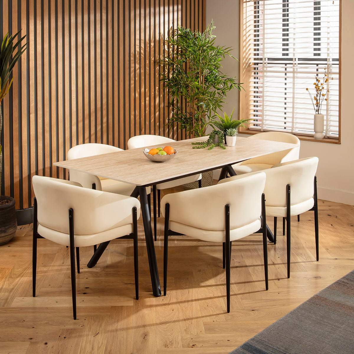 Caleb Ceramic Dining Set - 6 Seater - Cream Loki dining set Such Comfort