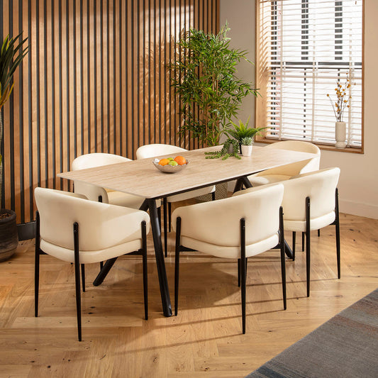 Caleb Ceramic Dining Set - 6 Seater - Cream Loki dining set Such Comfort