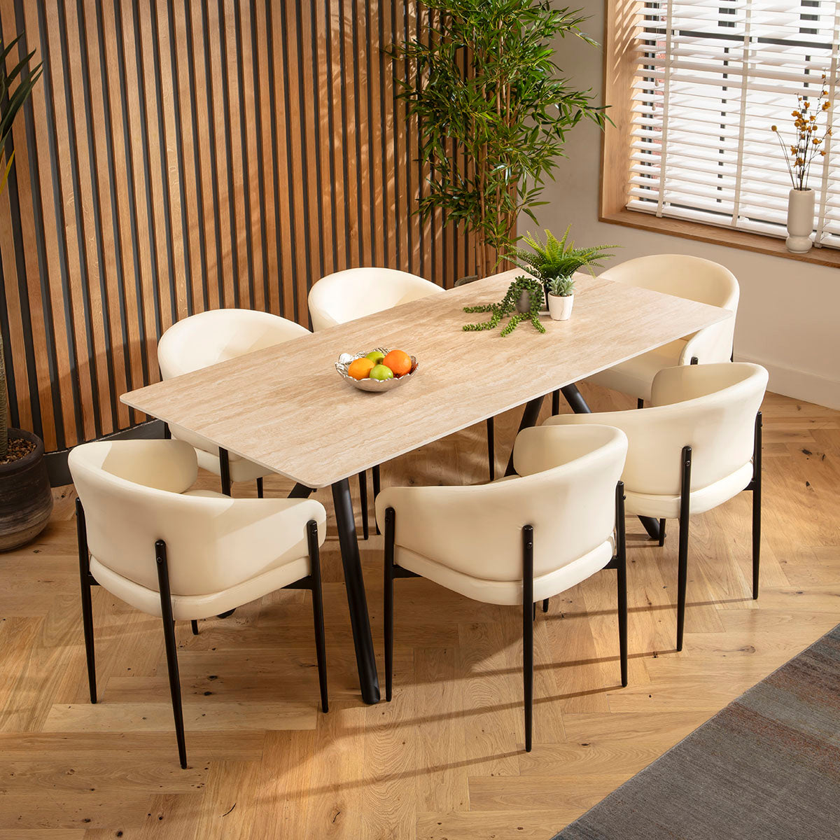 Caleb 6 Seater Ceramic Dining Table 180x85cm Beige dining table Such Comfort