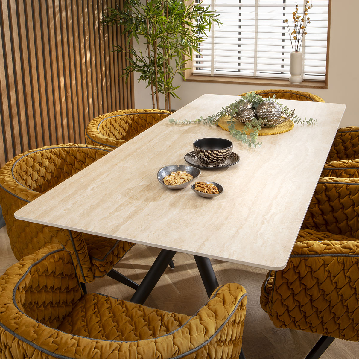 Caleb 6 Seater Ceramic Dining Table 180x85cm Beige dining table Such Comfort