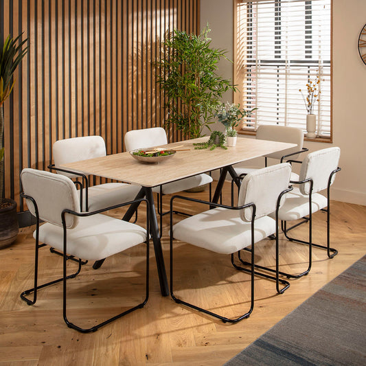 Caleb Ceramic Dining Set - 6 Seater - Cream Sasha dining set Such Comfort