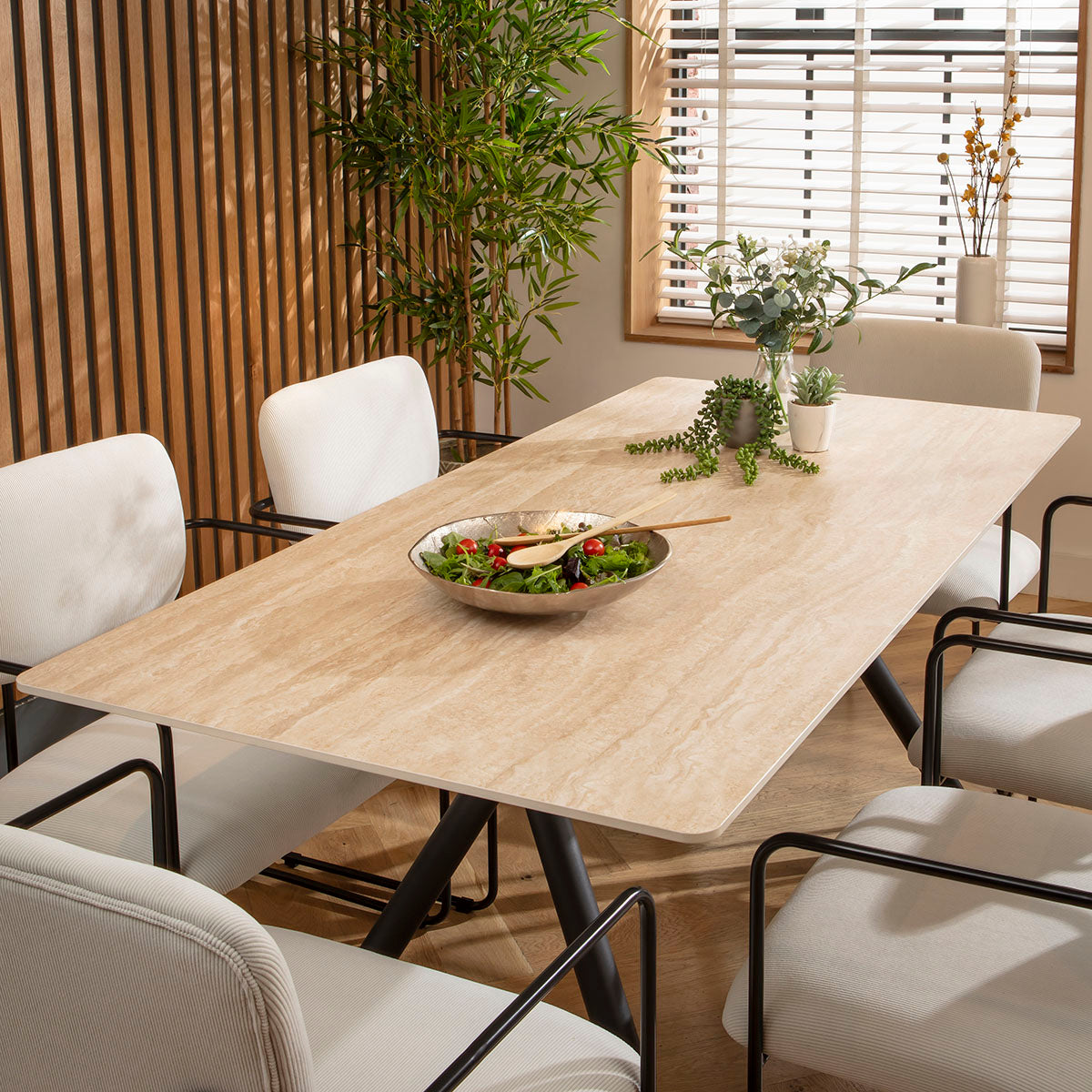 Caleb 6 Seater Ceramic Dining Table 180x85cm Beige dining table Such Comfort