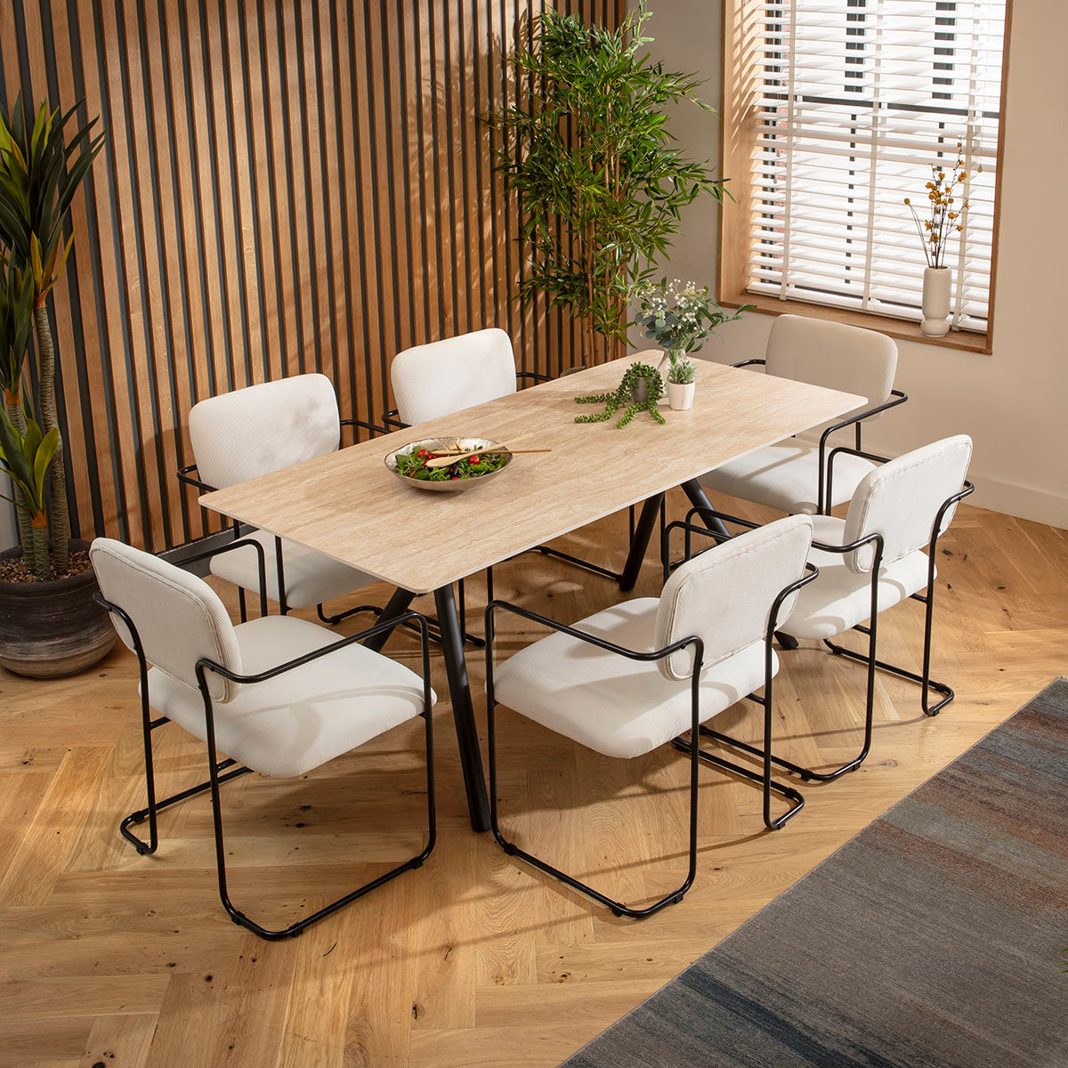 Sasha Cord Fabric Carver Dining Chair Cream dining chair Such Comfort