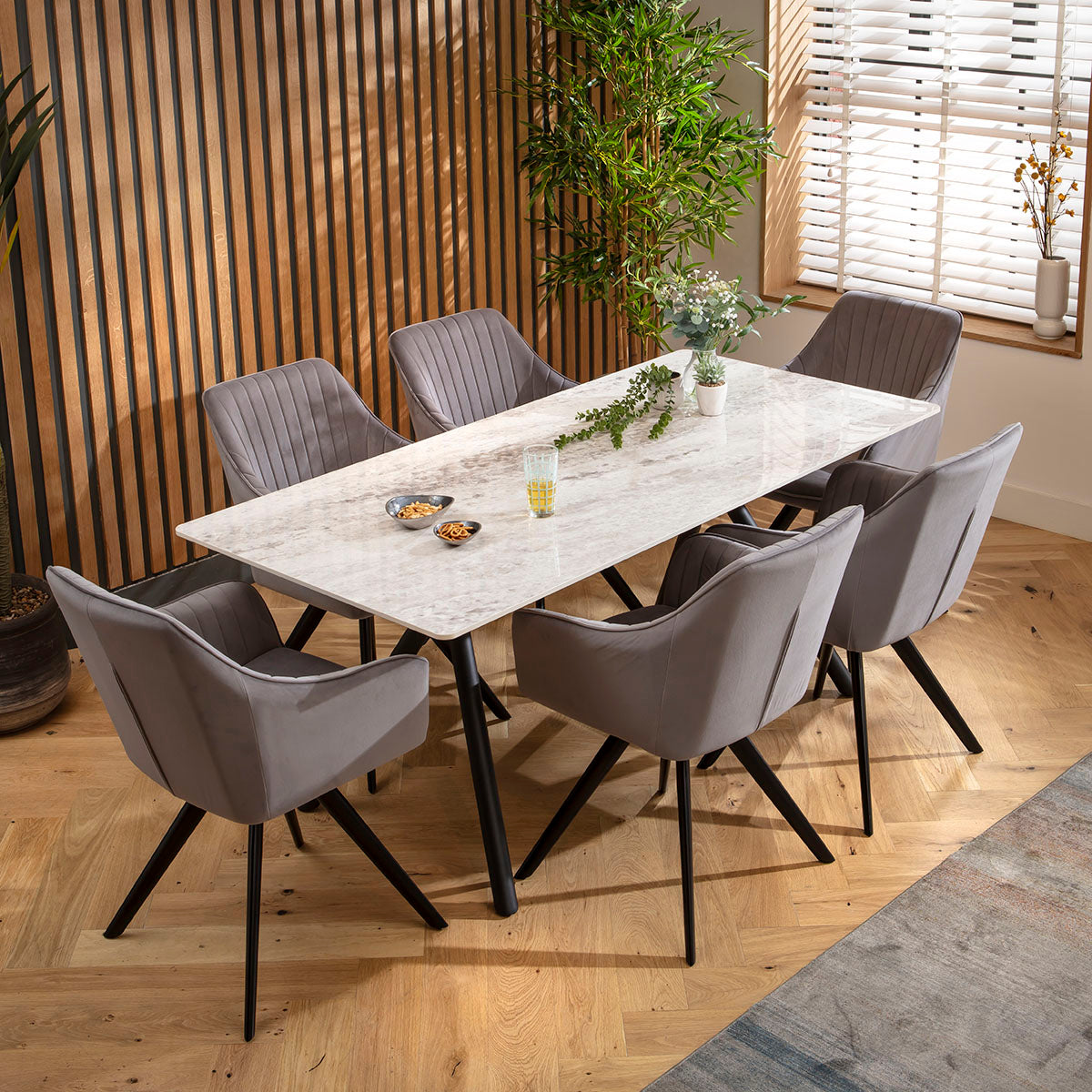 Caleb 6 Seater Ceramic Dining Table 180x85cm Grey dining table Such Comfort