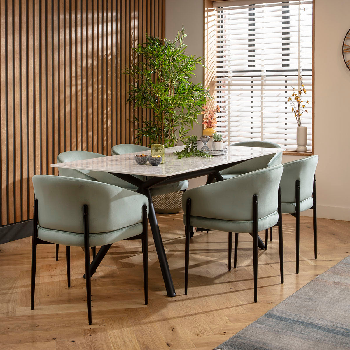Caleb Ceramic Dining Set - 6 Seater - Green Loki dining set Such Comfort