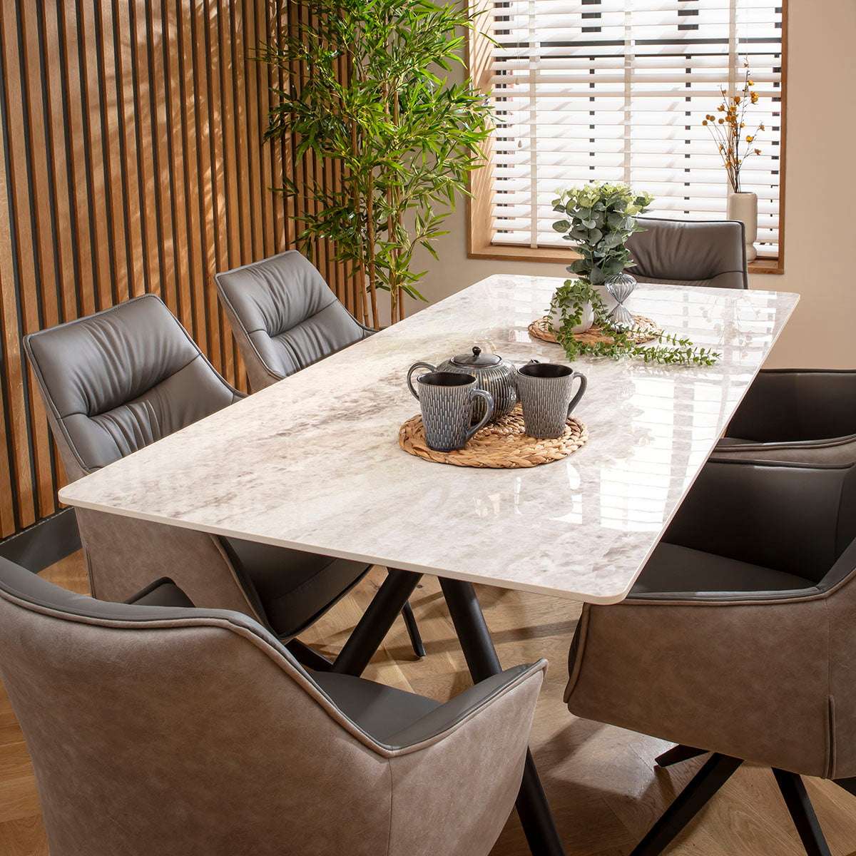 Caleb 6 Seater Ceramic Dining Table 180x85cm Grey dining table Such Comfort