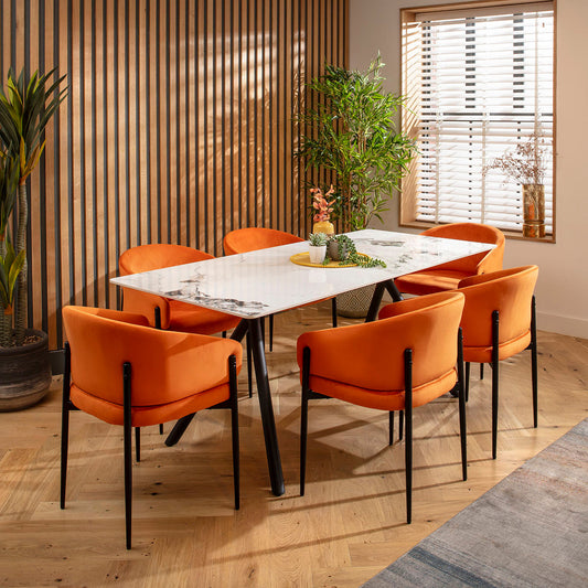 Caleb Ceramic Dining Set - 6 Seater - Burnt Orange dining set Such Comfort