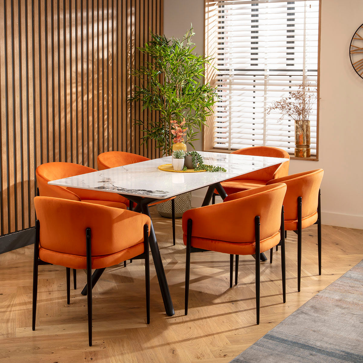 Caleb Ceramic Dining Set - 6 Seater - Burnt Orange dining set Such Comfort