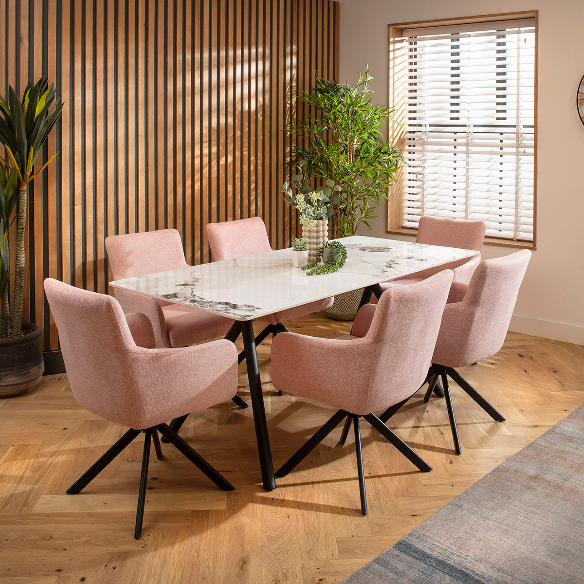 Caleb Ceramic Dining Set - 6 Seater - Pink Luna dining set Such Comfort