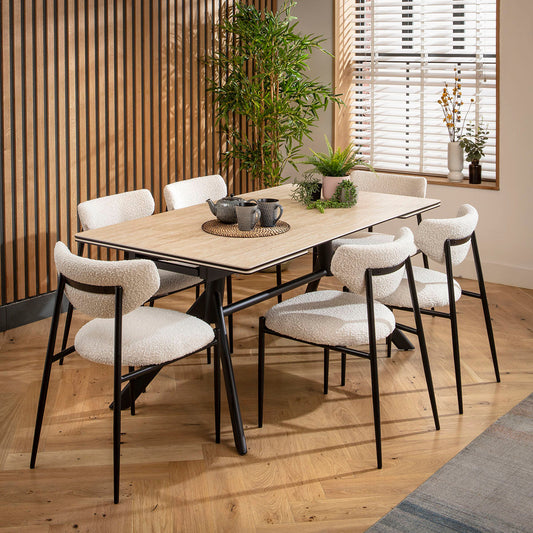 Carter Ceramic Extending Dining Set - 6 Seater - Cream dining set Such Comfort