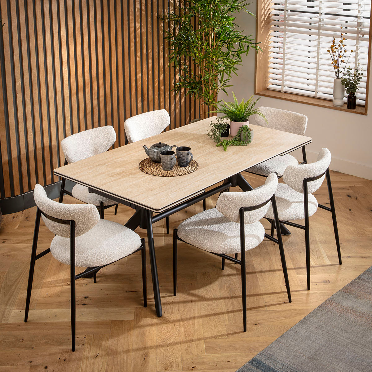 Carter Ceramic Extending Dining Set - 6 Seater - Cream dining set Such Comfort