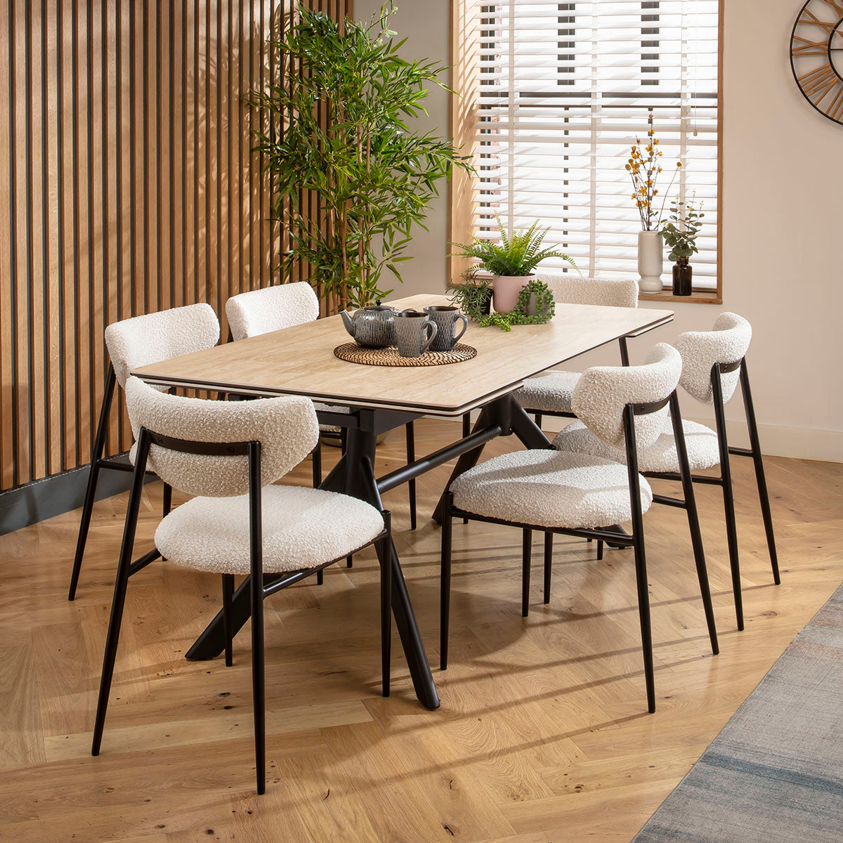 Carter Ceramic Extending Dining Set - 6 Seater - Cream dining set Such Comfort