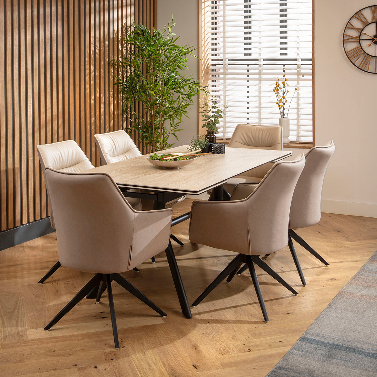 Carter Ceramic Extending Dining Set - 6 Seater - Cream-Beige dining set Such Comfort
