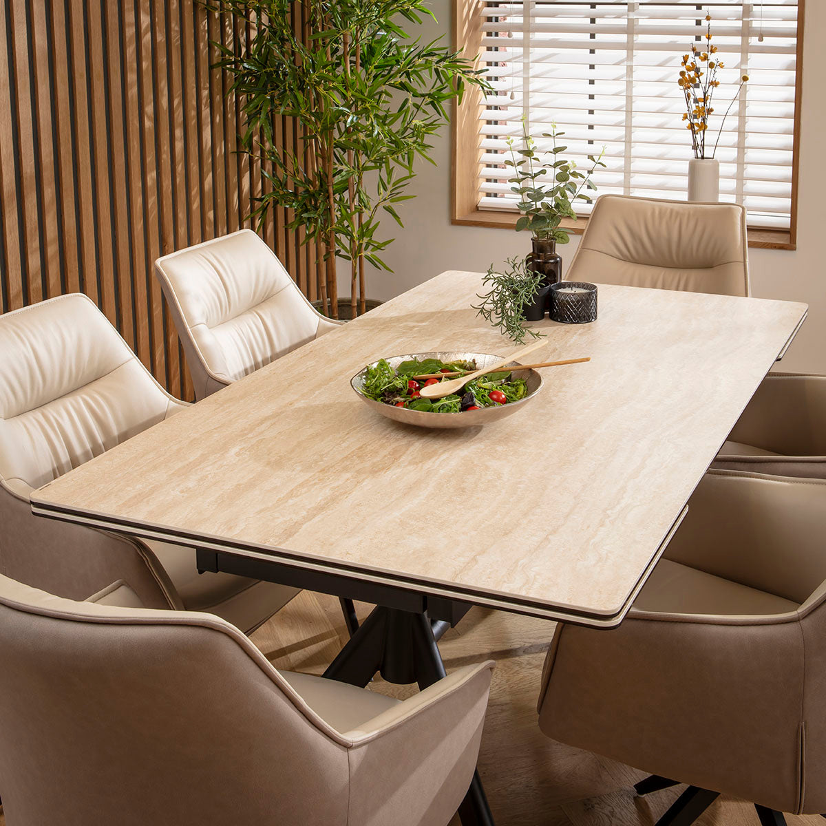 Carter Ceramic Extending Dining Set - 6 Seater - Cream-Beige dining set Such Comfort