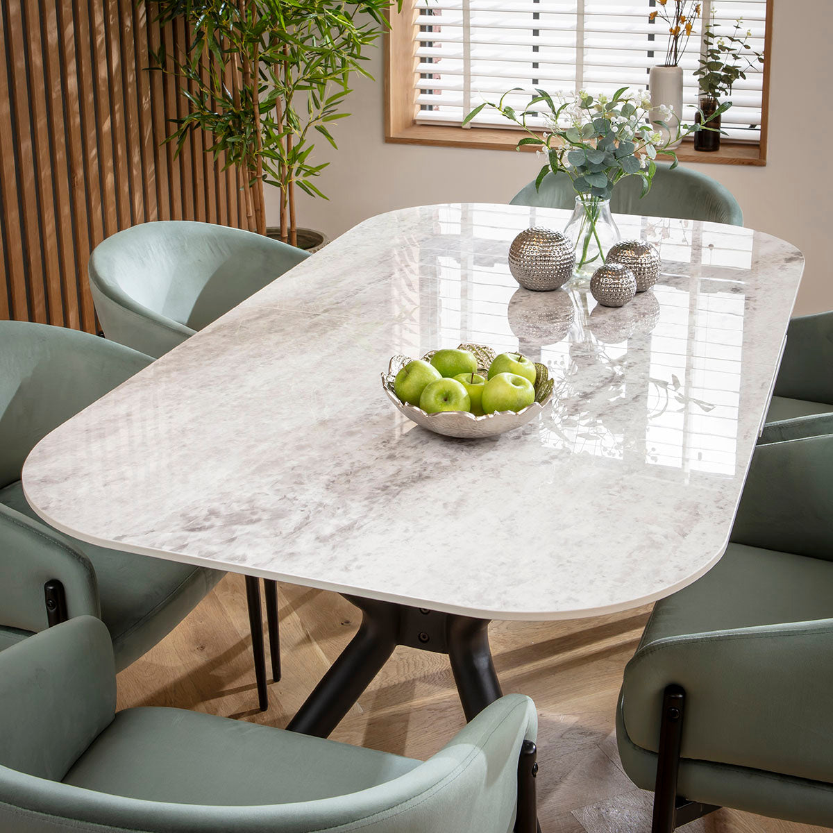 Conor Ceramic Extending Dining Set - 6 Seater - Green dining set Such Comfort