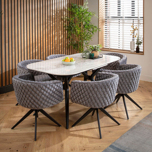 Conor Ceramic Extending Dining Set - 6 Seater - Dark Grey dining set Such Comfort