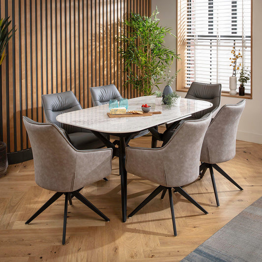 Conor Ceramic Extending Dining Set - 6 Seater - Grey dining set Such Comfort