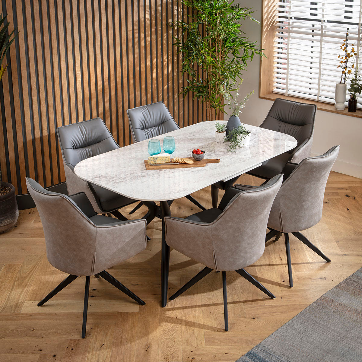 Conor Ceramic Extending Dining Set - 6 Seater - Grey dining set Such Comfort