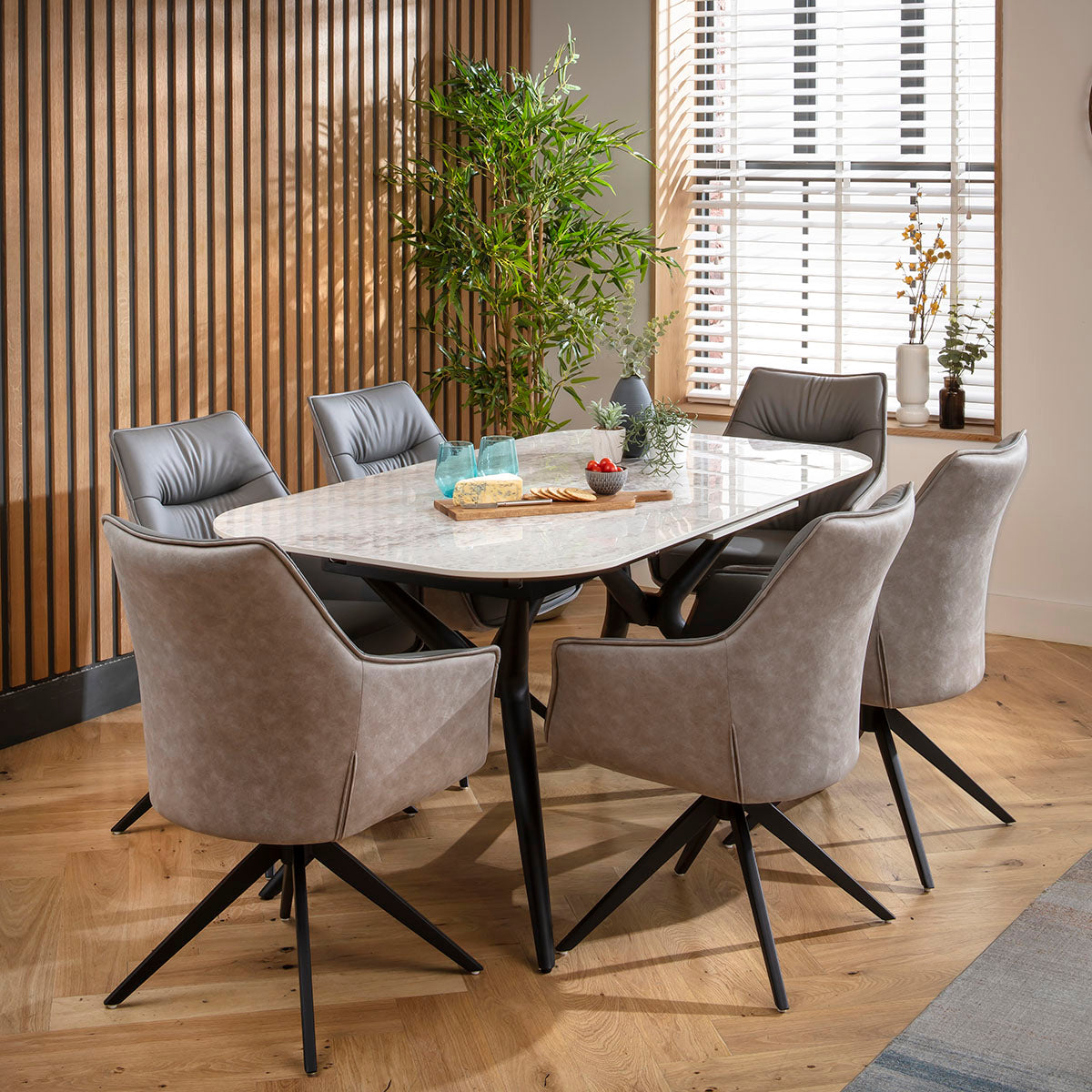 Conor Ceramic Extending Dining Set - 6 Seater - Grey dining set Such Comfort